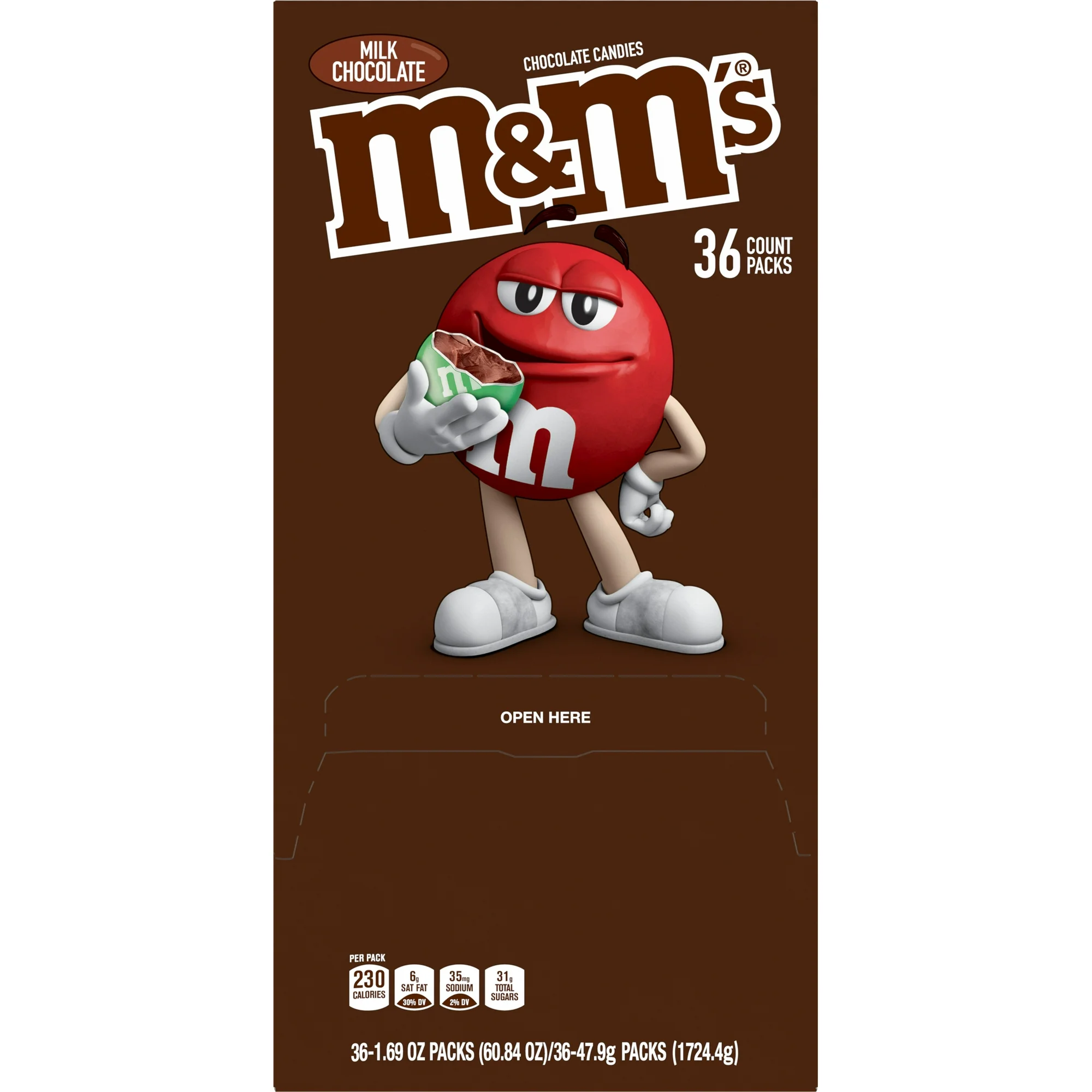 M&M's Milk Chocolate Candy, 1.69 Oz, 36 Count - Image 2